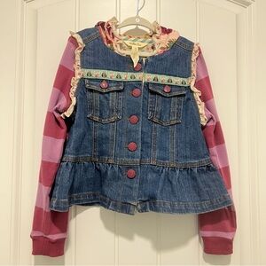 Matilda Jane Labyrinth Convertible Jean Jacket Hooded Vest Size 6